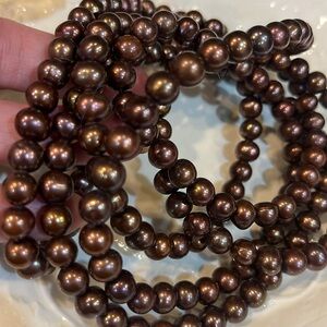 AUTHENTIC Freshwater Pearl Rope Necklace 62” Chocolate Brown NWOT